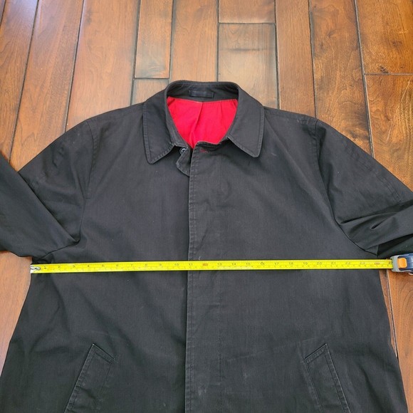 VTG London Fog Maincoats Black Trench Coat Calibere Cloth Reeves Men's 42 Long - Picture 9 of 10